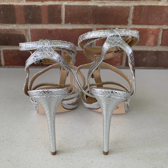 MICHAEL Michael Kors Silver Snake Open Toe Strappy Heeled Sandals Women's US 6M - Picture 5 of 7